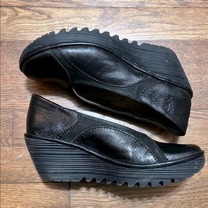 Fly London Stylish Black Wedge Shoes
